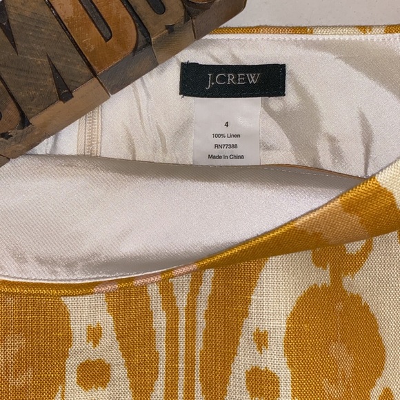 J. CREW Woman’s Linen Ochre ‘Ikat’ Straight Pencil Skirt in Paisley Print - Picture 3 of 10